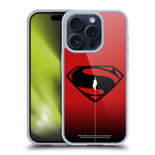 Justice League Movie Superman Logo Art Red And Black Flight Soft Gel Case for Apple iPhone 15 Pro