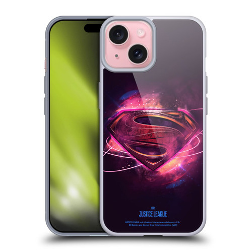 Justice League Movie Logos Superman 2 Soft Gel Case for Apple iPhone 15