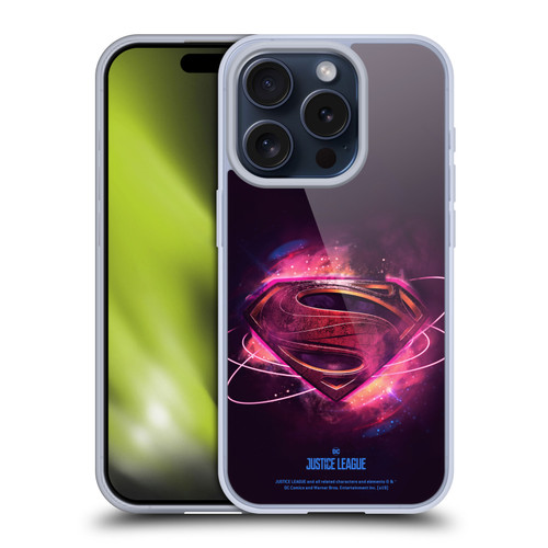 Justice League Movie Logos Superman 2 Soft Gel Case for Apple iPhone 15 Pro