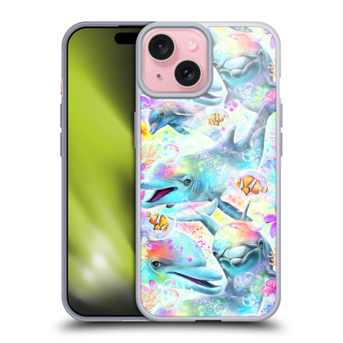 Sheena Pike Animals Rainbow Dolphins & Fish Soft Gel Case for Apple iPhone 15