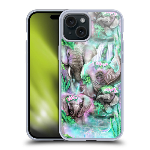 Sheena Pike Animals Daydream Elephants Lagoon Soft Gel Case for Apple iPhone 15 Plus