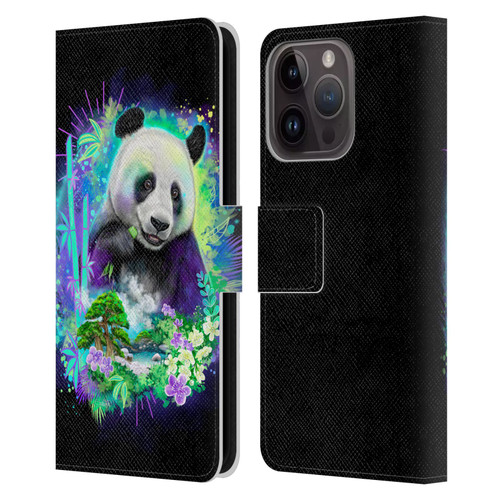 Sheena Pike Animals Rainbow Bamboo Panda Spirit Leather Book Wallet Case Cover For Apple iPhone 15 Pro