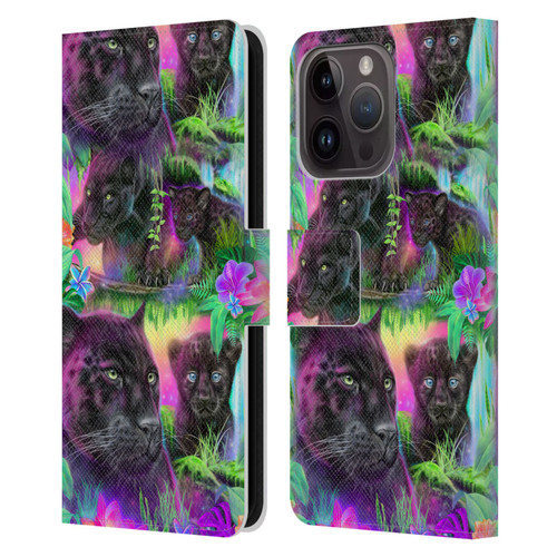 Sheena Pike Big Cats Daydream Panthers Leather Book Wallet Case Cover For Apple iPhone 15 Pro