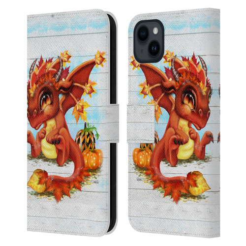 Sheena Pike Dragons Autumn Lil Dragonz Leather Book Wallet Case Cover For Apple iPhone 15 Plus