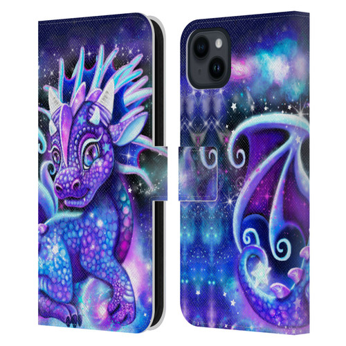 Sheena Pike Dragons Galaxy Lil Dragonz Leather Book Wallet Case Cover For Apple iPhone 15 Plus