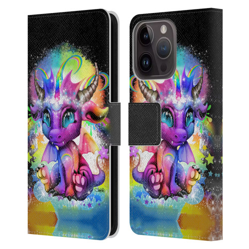 Sheena Pike Dragons Rainbow Lil Dragonz Leather Book Wallet Case Cover For Apple iPhone 15 Pro