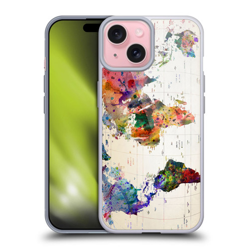 Mark Ashkenazi Pop Culture Map Of The World Soft Gel Case for Apple iPhone 15