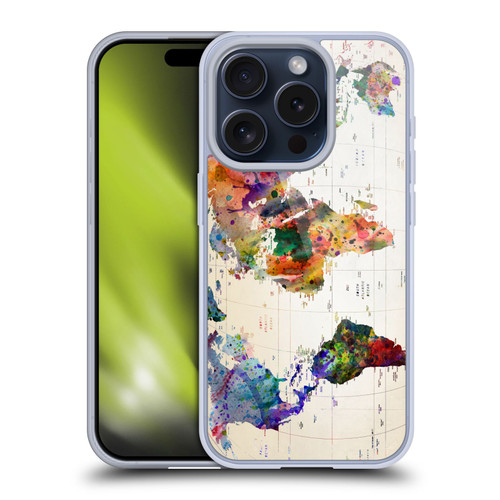 Mark Ashkenazi Pop Culture Map Of The World Soft Gel Case for Apple iPhone 15 Pro