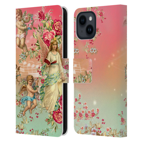 Mark Ashkenazi Florals Angels Leather Book Wallet Case Cover For Apple iPhone 15