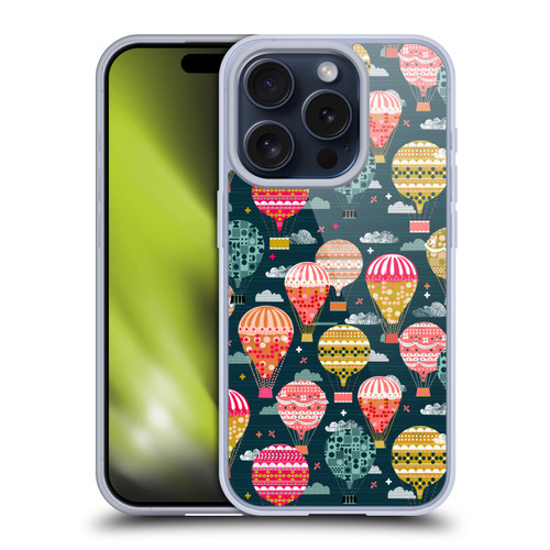 Andrea Lauren Design Assorted Hot Air Balloon Soft Gel Case for Apple iPhone 15 Pro