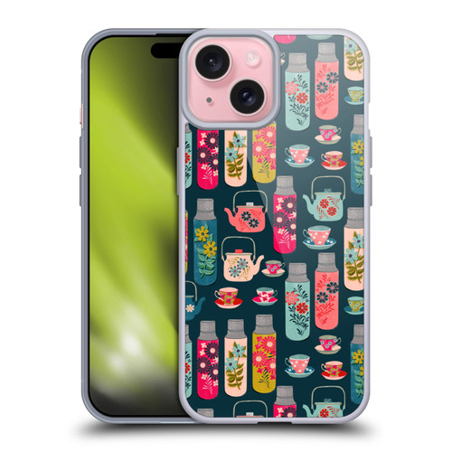 Andrea Lauren Design Food Pattern Jars & Teacups Soft Gel Case for Apple iPhone 15