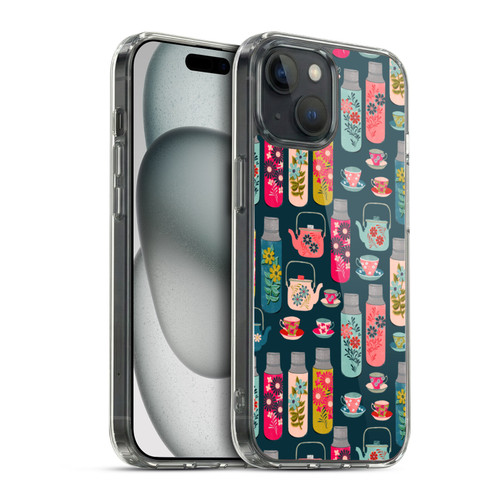 Andrea Lauren Design Food Pattern Jars & Teacups Soft Gel Case for Apple iPhone 15 & MagSafe