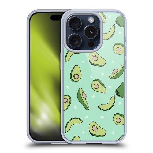 Andrea Lauren Design Food Pattern Avocado Soft Gel Case for Apple iPhone 15 Pro