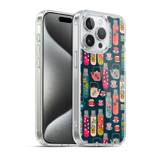 Andrea Lauren Design Food Pattern Jars & Teacups Soft Gel Case for Apple iPhone 15 Pro & MagSafe