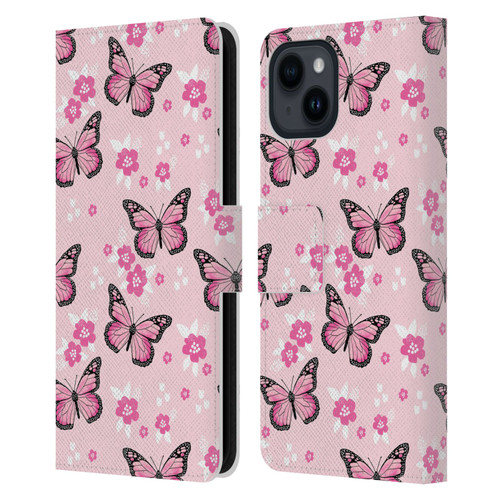 Andrea Lauren Design Lady Like Butterfly Leather Book Wallet Case Cover For Apple iPhone 15