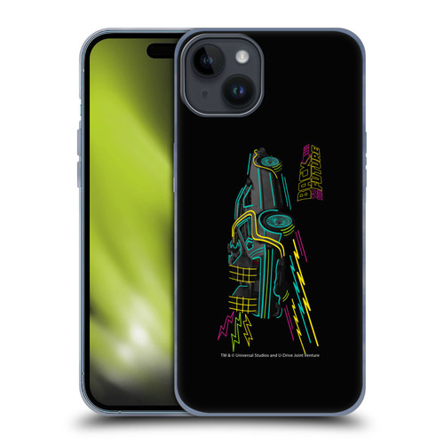 Back to the Future I Composed Art Neon Soft Gel Case for Apple iPhone 15 Plus