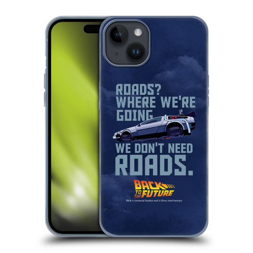 Back to the Future I Graphics Time Machine Car 2 Soft Gel Case for Apple iPhone 15 Plus