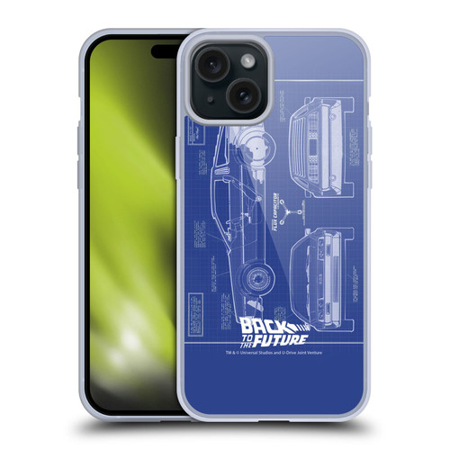 Back to the Future I Key Art Blue Print Soft Gel Case for Apple iPhone 15 Plus