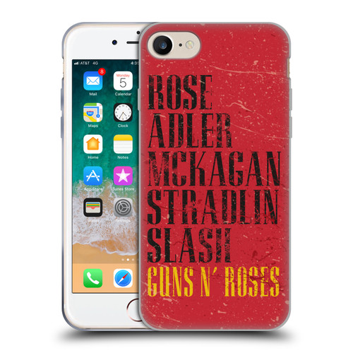 Guns N' Roses Vintage Names Soft Gel Case for Apple iPhone 7 / 8 / SE 2020 & 2022