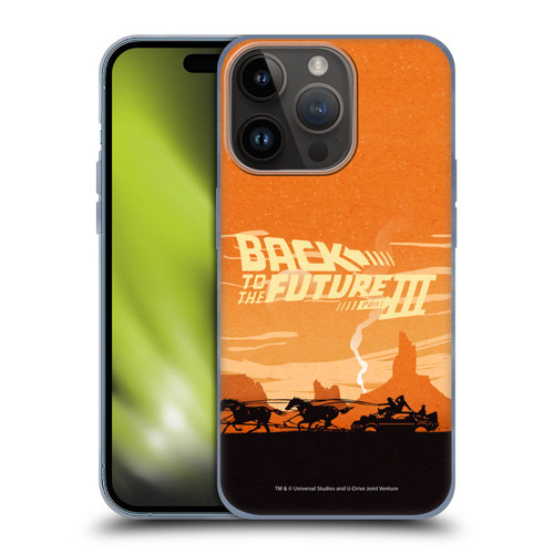 Back to the Future Movie III Car Silhouettes Desert Soft Gel Case for Apple iPhone 15 Pro