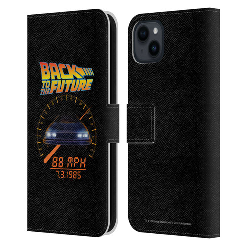 Back to the Future I Quotes 88 MPH Leather Book Wallet Case Cover For Apple iPhone 15 Plus