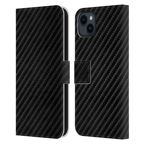Alyn Spiller Carbon Fiber Plain Leather Book Wallet Case Cover For Apple iPhone 15 Plus