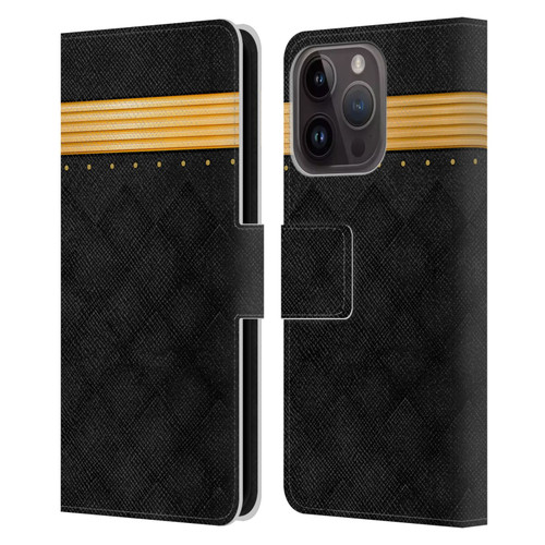 Alyn Spiller Luxury Gold Leather Book Wallet Case Cover For Apple iPhone 15 Pro