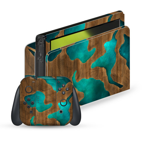 Alyn Spiller Art Mix Wood and Resin Aqua Vinyl Sticker Skin Decal Cover for Nintendo Switch OLED Bundle