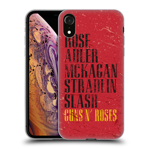 Guns N' Roses Vintage Names Soft Gel Case for Apple iPhone XR