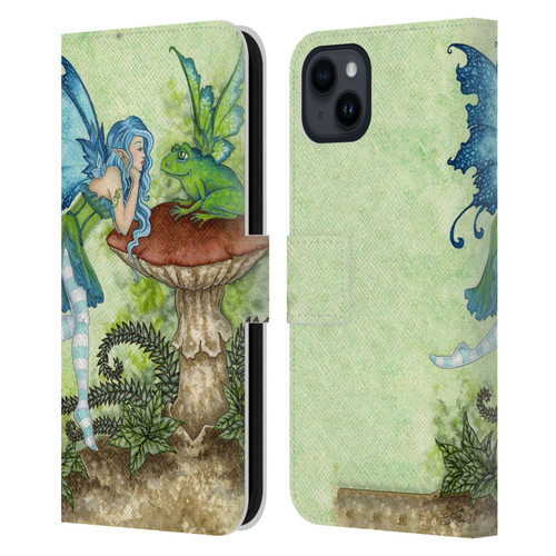 Amy Brown Pixies Frog Gossip Leather Book Wallet Case Cover For Apple iPhone 15 Plus