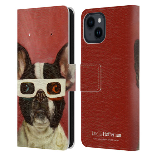 Lucia Heffernan Art 3D Dog Leather Book Wallet Case Cover For Apple iPhone 15