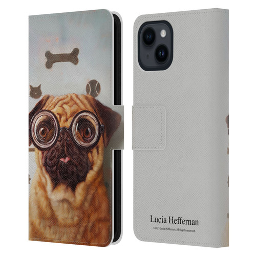 Lucia Heffernan Art Canine Eye Exam Leather Book Wallet Case Cover For Apple iPhone 15