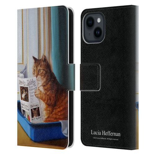 Lucia Heffernan Art Kitty Throne Leather Book Wallet Case Cover For Apple iPhone 15