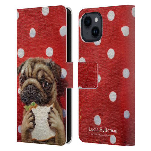 Lucia Heffernan Art Pugalicious Leather Book Wallet Case Cover For Apple iPhone 15