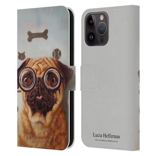 Lucia Heffernan Art Canine Eye Exam Leather Book Wallet Case Cover For Apple iPhone 15 Pro Max