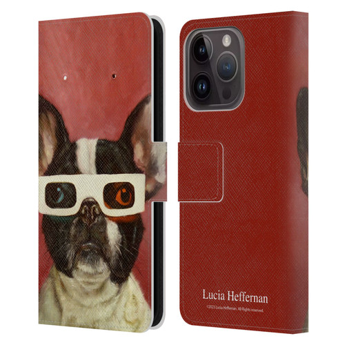 Lucia Heffernan Art 3D Dog Leather Book Wallet Case Cover For Apple iPhone 15 Pro
