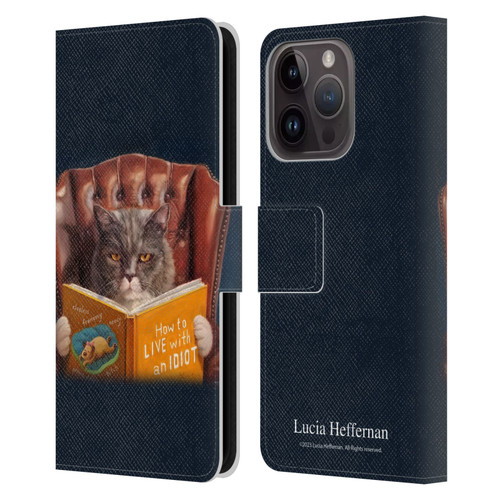 Lucia Heffernan Art Cat Self Help Leather Book Wallet Case Cover For Apple iPhone 15 Pro