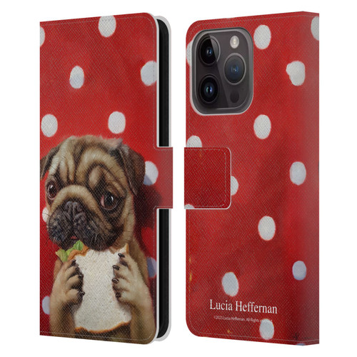 Lucia Heffernan Art Pugalicious Leather Book Wallet Case Cover For Apple iPhone 15 Pro