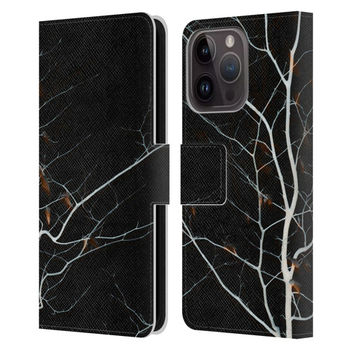 Dorit Fuhg Forest Black Leather Book Wallet Case Cover For Apple iPhone 15 Pro