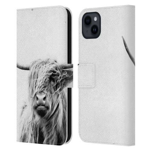 Dorit Fuhg Travel Stories Portrait of a Highland Cow Leather Book Wallet Case Cover For Apple iPhone 15 Plus