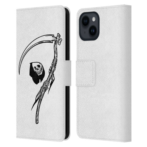 Matt Bailey Art Negative Reaper Leather Book Wallet Case Cover For Apple iPhone 15
