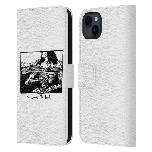 Matt Bailey Art Loves Me Not Leather Book Wallet Case Cover For Apple iPhone 15 Plus