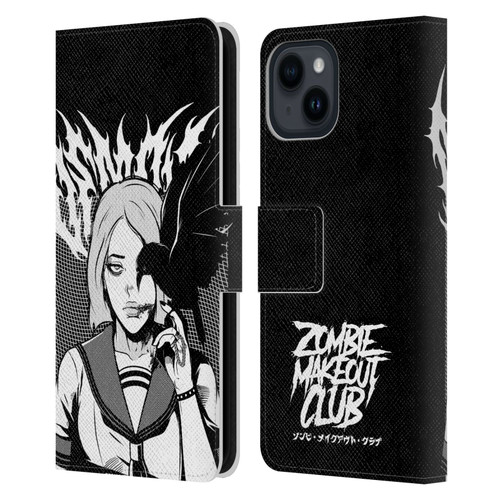 Zombie Makeout Club Art Crow Leather Book Wallet Case Cover For Apple iPhone 15