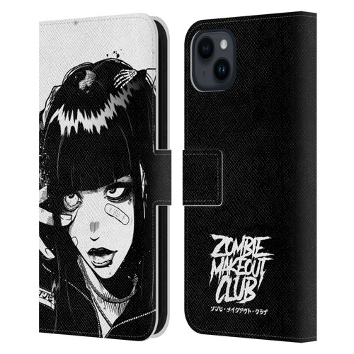 Zombie Makeout Club Art See Thru You Leather Book Wallet Case Cover For Apple iPhone 15 Plus
