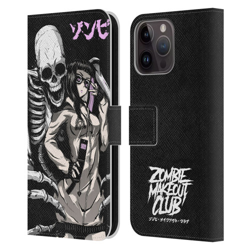 Zombie Makeout Club Art Stop Drop Selfie Leather Book Wallet Case Cover For Apple iPhone 15 Pro Max