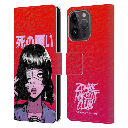 Zombie Makeout Club Art Eye Patch Leather Book Wallet Case Cover For Apple iPhone 15 Pro