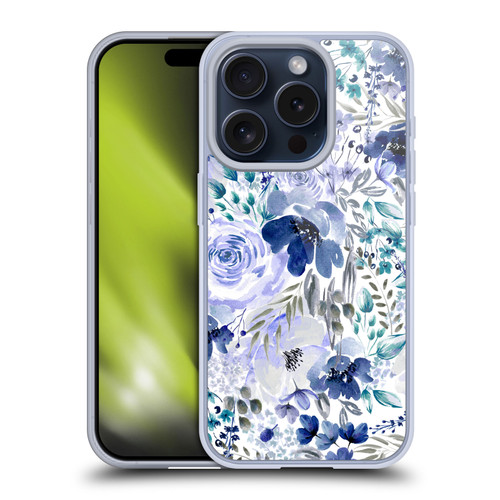Anis Illustration Bloomers Indigo Soft Gel Case for Apple iPhone 15 Pro