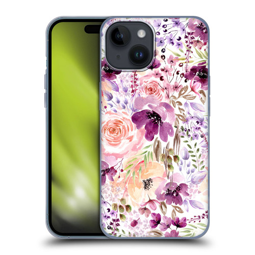 Anis Illustration Flower Pattern 3 Floral Chaos Soft Gel Case for Apple iPhone 15