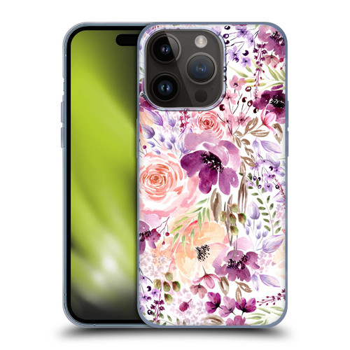 Anis Illustration Flower Pattern 3 Floral Chaos Soft Gel Case for Apple iPhone 15 Pro