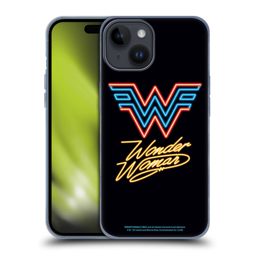 Wonder Woman 1984 Logo Art Neon Soft Gel Case for Apple iPhone 15